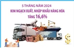 5 tháng năm 2024: Kim ngạch xuất, nhập khẩu hàng hóa tăng 16,6%