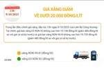 Giá xăng giảm về dưới 20.000 đồng/lít
