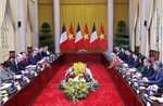 Chủ tịch nước Lương Cường hội đàm với Tổng thống Pháp Emmanuel Macron