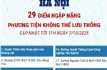 29 điểm ngập nặng ở Hà Nội khiến phương tiện không thể lưu thông