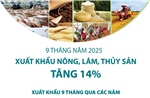 9 tháng năm 2025: Xuất khẩu nông, lâm, thủy sản tăng 14%