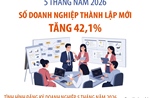 5 tháng đầu năm 2026: Số doanh nghiệp thành lập mới tăng 42,1%