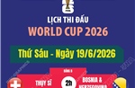 Lịch thi đấu World Cup 2026 ngày 19/6
