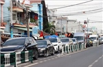 Phương tiện xếp hàng dài chờ qua phà Cát Lái về TP Hồ Chí Minh chiều 2/9