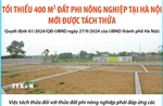 Từ 7/10/2024: Tối thiểu 400 m2 đất phi nông nghiệp tại Hà Nội mới được tách thửa