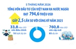 5 tháng năm 2026: Đầu tư của Việt Nam ra nước ngoài đạt 794,6 triệu USD