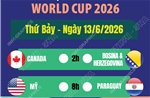 Lịch thi đấu World Cup 2026 ngày 13/6