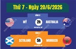 Lịch thi đấu World Cup 2026 ngày 20/6
