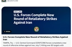 Mỹ thông báo kết quả đợt không kích mới nhất nhằm vào Iran