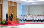 Thủ tướng Lê Minh Hưng chủ trì lễ đón chính thức Thủ tướng Lào Sonexay Siphandone