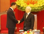 Tổng Bí thư Nguyễn Phú Trọng tiếp Bí thư Đảng ủy Khu tự trị dân tộc Choang Quảng Tây