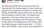 Tổng thống Trump phát đi tín hiệu tích cực trong nỗ lực giải quyết xung đột Israel - Hamas