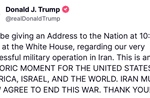 Tổng thống Trump sắp có bài phát biểu về &#39;hoạt động quân sự rất thành công&#39; tại Iran