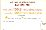 Giá vàng lúc 14h ngày 20/3 lên mức gần 101 triệu đồng/lượng