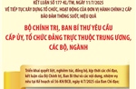 Kết luận số 177-KL/TW: Bộ Chính trị, Ban Bí thư yêu cầu cấp ủy, tổ chức đảng trực thuộc Trung ương, các bộ, ngành