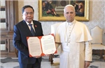 Chủ tịch Quốc hội Trần Thanh Mẫn hội kiến Giáo hoàng Tòa thánh Vatican Leo XIV và Thủ tướng Tòa thánh, Hồng y Pietro Parolin