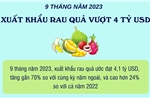 9 tháng năm 2023, xuất khẩu rau quả vượt 4 tỷ USD