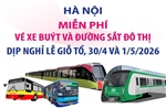 Hà Nội miễn phí vé xe buýt và đường sắt đô thị dịp nghỉ Lễ Giỗ Tổ, 30/4 và 1/5/2026