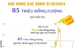 Vàng SJC sáng 9/10/2024 có giá 85 triệu đồng/lượng