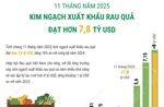 11 tháng năm 2025: Xuất khẩu rau quả đạt hơn 7,8 tỷ USD