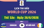 Lịch thi đấu World Cup 2026 ngày 26/6