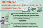Khuyến cáo người dân lựa chọn lộ trình, tránh ùn tắc dịp nghỉ lễ 2/9