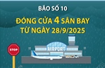 Bão số 10: Đóng cửa 4 sân bay từ ngày 28/9/2025