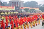 Các khối, đoàn, đại biểu di chuyển vào Quảng trường Ba Đình