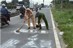 TP Hồ Chí Minh: Xác minh đối tượng phun sơn dòng chữ &#39;bắn tốc độ&#39; trên đường Lê Quang Đạo