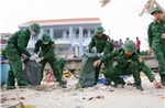 Bộ đội biên phòng ra quân tổng vệ sinh, chỉnh trang đô thị tại xã Long Hải