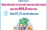 Năm 2024, đầu tư của Việt Nam ra nước ngoài tăng 57,7%