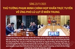 Sáng 23/11/2025: Thủ tướng Phạm Minh Chính họp khẩn trực tuyến về ứng phó lũ lụt ở miền Trung
