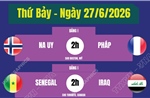 Lịch thi đấu World Cup 2026 ngày 27/6