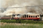 Cháy 2 toa tàu hỏa trên tuyến đường sắt Hà Nội – Hải Phòng