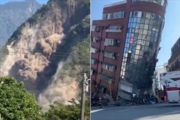 Hình ảnh nhà cửa nghiêng ngả do động đất lớn nhất 25 năm ở Đài Loan (Trung Quốc)