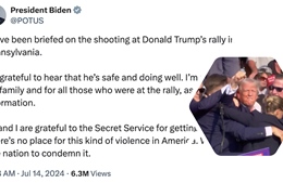 Phản ứng của Tổng thống Mỹ Joe Biden sau vụ nổ súng khiến ông Trump bị thương