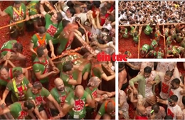 Hàng nghìn người ném 120 tấn cà chua tại lễ hội La Tomatina ở Tây Ban Nha