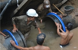 5.500 hộ dân Hà Nội mất nước do vỡ đường ống 