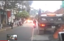 Cháy xe tải chở nhựa đường ở Sơn La