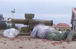 Tên lửa Konkurs phá tan tháp nước binh sĩ Syria ẩn nấp