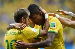 Neymar ghi bàn thắng 100 của World Cup 2014 trong trận thứ 100 của Brazil 