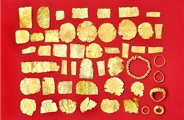 Phát hiện 49 hiện vật bằng vàng thuộc văn hóa Óc Eo