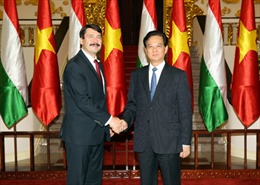 Thủ tướng Nguyễn Tấn Dũng hội kiến Tổng thống Hungary