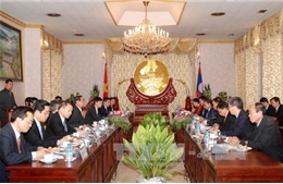Lãnh đạo Lào hội đàm với đoàn đại biểu cấp cao Việt Nam