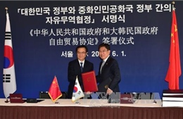  Hàn Quốc và Trung Quốc ký Hiệp định thương mại tự do