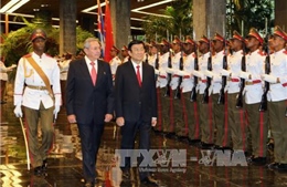 Chủ tịch nước Trương Tấn Sang hội đàm với Chủ tịch Cuba 