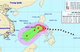 Chiều tối nay, bão Melor gây gió mạnh cấp 12 trên Biển Đông 
