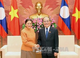 Đồng chí Nguyễn Sinh Hùng tiếp Chủ tịch Quốc hội Lào, Campuchia