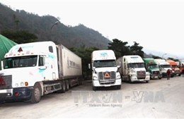 Hàng trăm xe container ùn tắc tại Cửa khẩu quốc tế Thanh Thủy