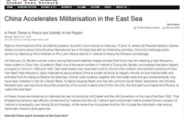 Báo Hàn Quốc: Trung Quốc đẩy mạnh quân sự hóa Biển Đông